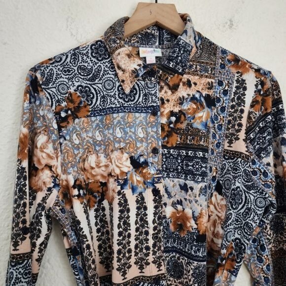 Lularoe Patchwork Ellie Class Shirt Dress Women's Size Small NWOT - Picture 3 of 9